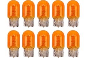 Hugwits 10 PCS T20 Halogen Bulbs, 12V/21W 7440 Single Filament, Ultra-Bright Turn Signal, Tail Light & Back Up Reverse Lights Replacement, Universal for Cars, Trucks, SUVs (Amber# Monofilament)