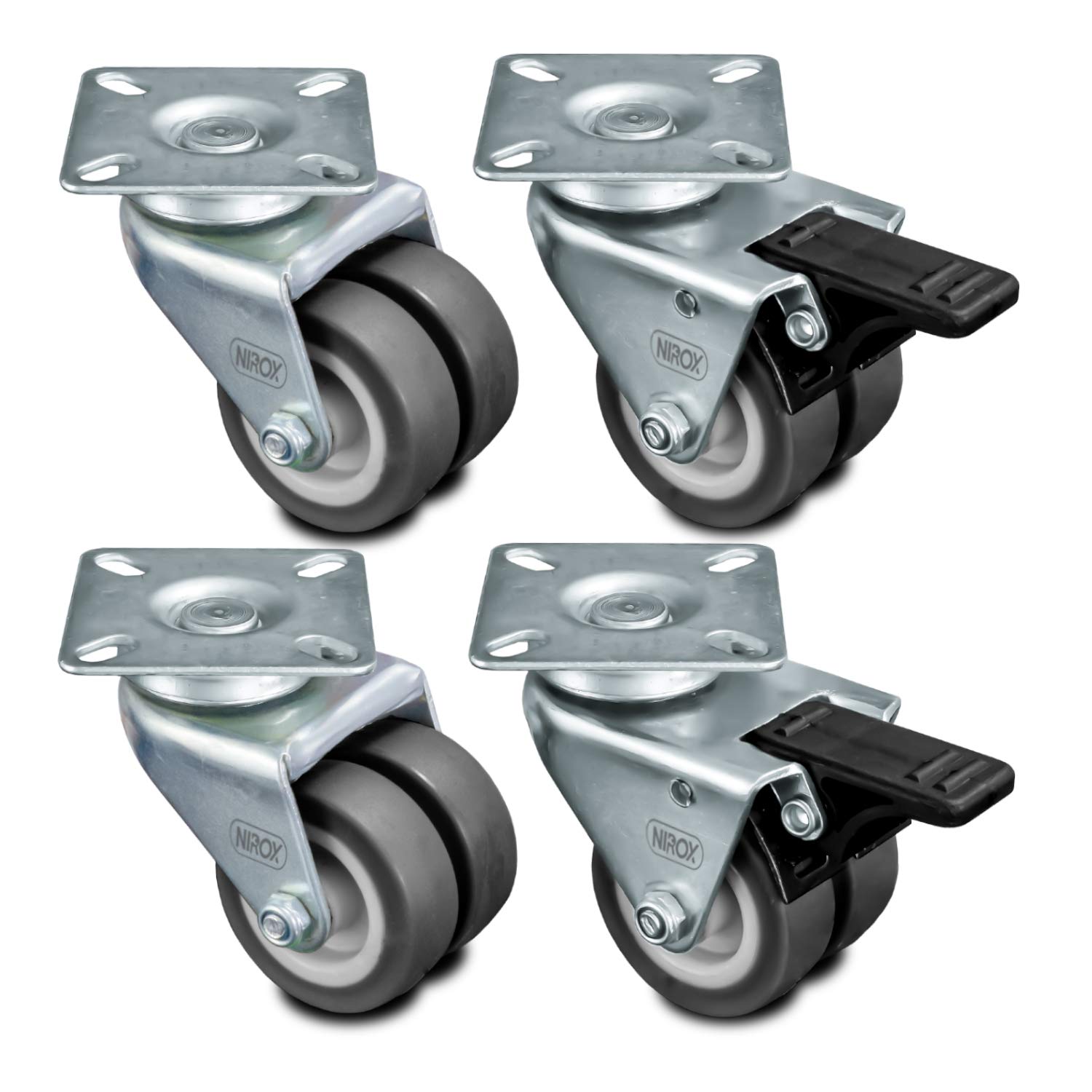 Ruedas industriales Altura Total 75mm nirox 4X Ruedas para Muebles 50mm