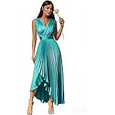 Satin Prom Dresses for Women Hi-Lo Bridesmaid Dress Sleeveless Pleated Formal Evening Gowns with Slit