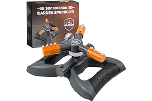 JOEYS GARDEN Joeys Sprinkler for Yard, Rotating Garden Sprinkler for Large Area Coverage, Lawn and Yard Sprinklers (Orange)