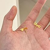 Gold Dragonfly Earrings Dragonfly Jewelry for Women Dainty Dragonfly Small Stud Earrings for Women Cute Animals Hypoallergenic Sensitive Ears Jewelry