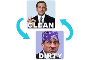 SAIZONE Michael Scott Prison Mike Dishwasher Magnet Clean Dirty Sign Sticker Strongest Magnet Double Sided Flip with Metal Magnetic Plate Universal Kitchen Dish Washer Reversible Indicator