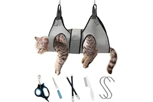 MSMUOEZ Pet Grooming Hammock with Safety Belt for Nail Clipping, Cat Bathing Bag for Nail Trimming, Dog Grooming Harness (XS, Check Size Chart)