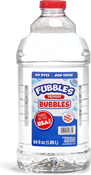 Little Kids Bubbles by Fubbles | Made in The USA | 64oz Non Toxic Bubble Solution | Refill Solution for Bubble Machines and B