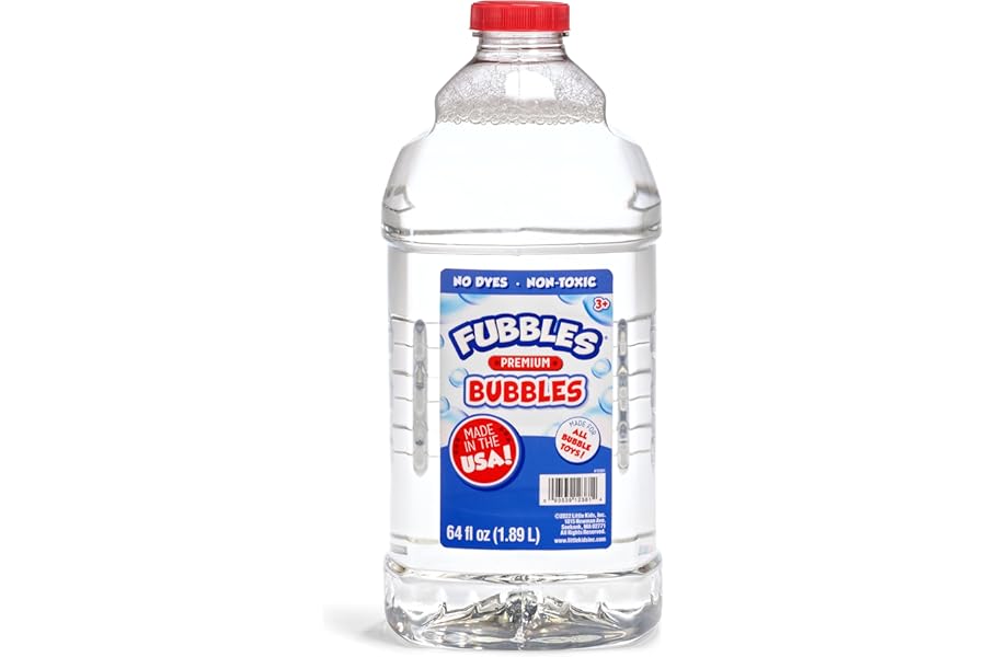 Little Kids Bubbles by Fubbles | Made in The USA | 64oz Non Toxic Bubble Solution | Refill Solution for Bubble Machines and Bubble Toys