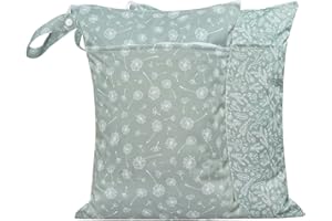 Opgroeie Wet Dry Bags with Two Zippered Pockets and Handle, Reusable Storage Bag for Breast Pump Parts & Baby Items, Waterproof Diaper Bags, Yoga Gym Bag for Swimsuits or Wet Clothes-2pcs, 11.8*15.75"