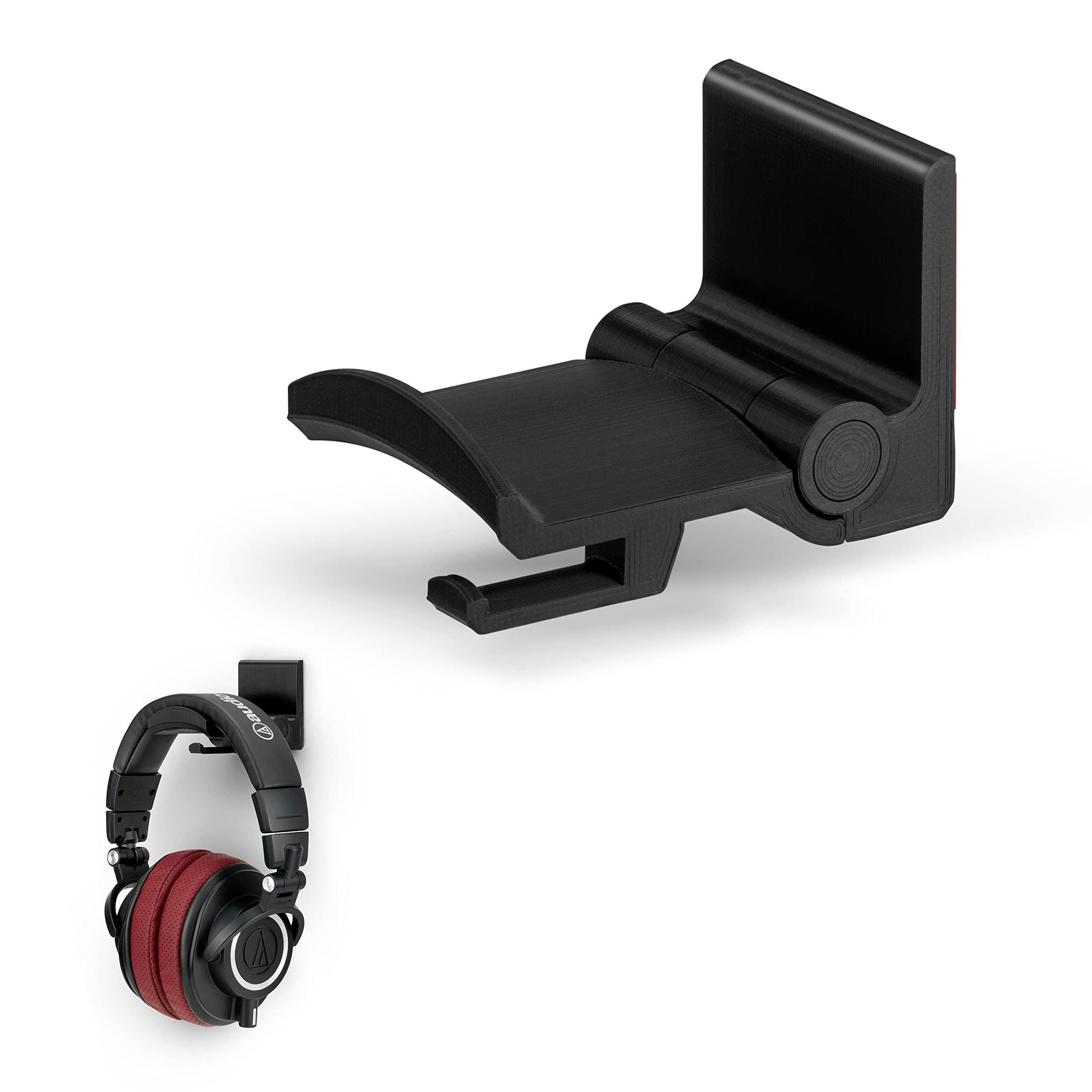 Brainwavz [EOL] Hinge Foldable Headphone Wall Hanger Mount Holder for Gaming, Music, Mobile Headsets, Curved Bed, Suitable for Large Headphones, No Screws No Mess, Strong VHB Stick On, Black [EOL]