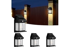 Atoechie Solar Flood Lights Outdoor, Dusk to Dawn Motion Sensor Wall Lantern with 3 Modes, Decorative Wall Sconce, Wateproof Security Light for Yard Garden Fence Porch, Warm White (4 Pack)