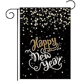 Happy New Year 2025 Champagne Fireworks Garden Flag 12x18 inch, Home Outdoor Patio Lawn Party Decorated Garden Flag -A