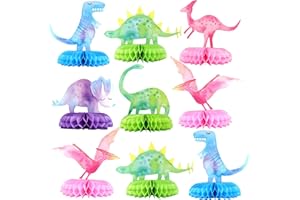 HaPiBiDesign Dinosaur Baby Shower Table Centerpieces - Dinosaur Party Decorations - 12 PCS Dino Party Honeycomb Centerpieces for Table Decorations - Dino Center Piece Dinosaur Table Topper for Kid