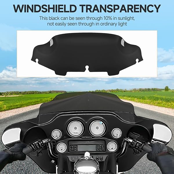 GAMAZING MOTORCYCLE 6 INCH WINDSHIELD WINDSCREEN WINDSHIELD FIT FOR 1996-2013 HARLEY DAVIDSON TOURING STREET GLIDE ELECTRA GLIDE TRI GLIDE FLHT FLHX FLHTK FLHTC FLHTCU, BLACK