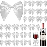 Crisalis 50PCS Bows for Gift Wrapping - 4" Satin Ribbon White Bows with Twist Ties for DIY Crafts, Party Decorations, Wedding, Birthday, Baby Shower, Christmas, Holiday Gifts, Gift Bags