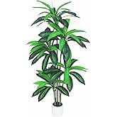 Artificial Dracaena Tree 5ft-Tall Fake Tree for Home Decor Indoor - Realistic Faux Floor Plant with Lifelike Leaves & Resin Trunk for Living Room, Office SONVVIKY