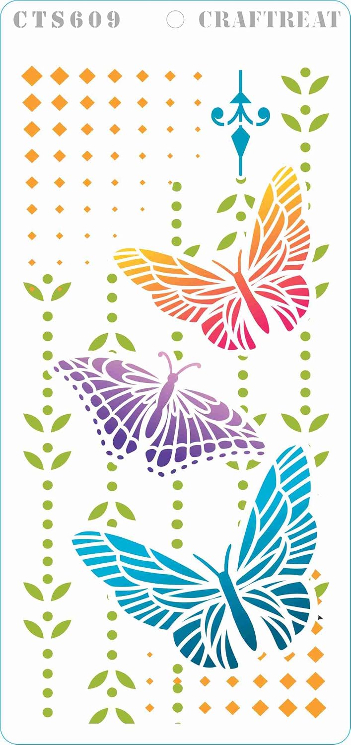 CrafTreat Mixed Media Stencils for Crafts Reusable Vintage, Flower and Hummingbird Stencil & Butterfly Magic (2Pcs) - Image 4