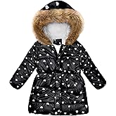 Miss Bei Girl's Winter Coat Jacket Hooded Kids Toddler Flower Print Parka Outwear Warm Cotton Puffer Hooded Jacket