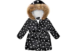 Miss Bei Girl's Winter Coat Jacket Hooded Kids Toddler Flower Print Parka Outwear Warm Cotton Puffer Hooded Jacket