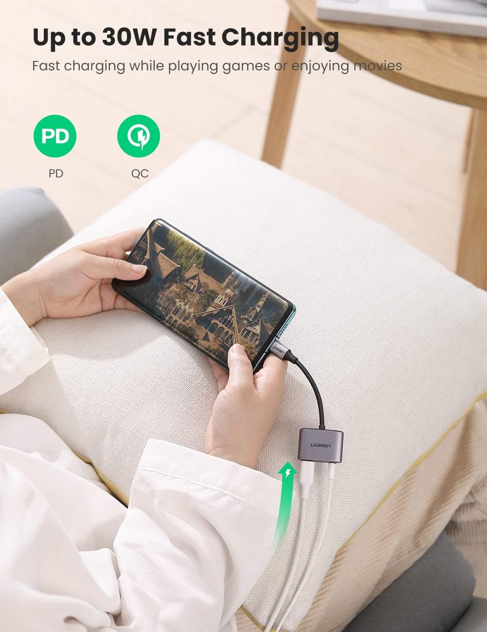 UGREEN USB C to 3.5mm Jack and Charger Adapter DAC PD 60W Fast Charge Type C Aux Headphone Splitter Compatible with Galaxy S24 S23 Ultra S22 S21 S20 FE iPad Pro 12.9 iPad Air 5 4 Mini 6 Pixel 5 4 XL - Image 5