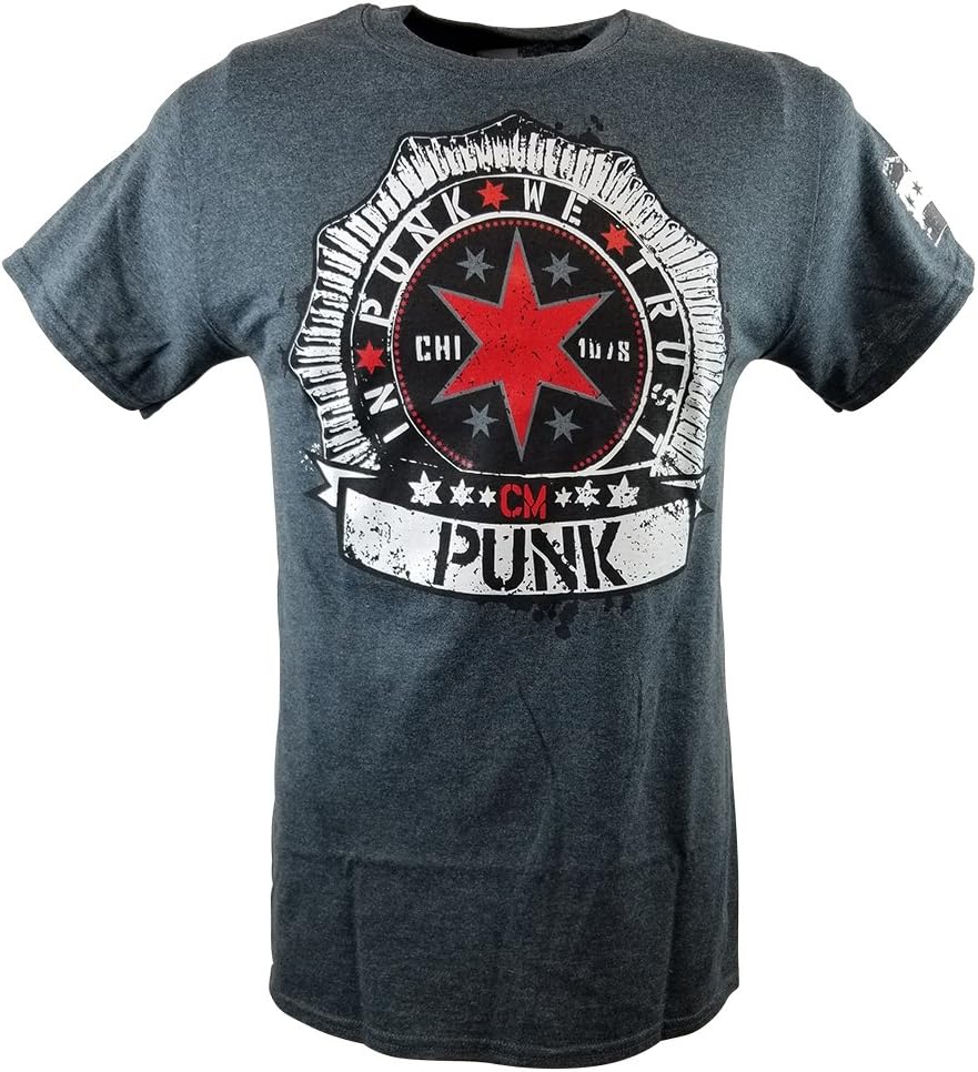 Hybrid Tees in cm Punk We Trust Best in The World Mens Gray T-Shirt