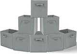 Amazing Tour 8 PCS Cube Storage Boxes 27x27x27 Foldable Fabric Handles Gray