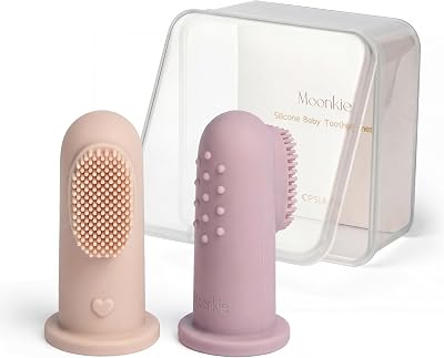 Moonkie Baby Toothbrush Finger Toothbrush Oral Cleaner Kit 2 Pcs Blush Pale