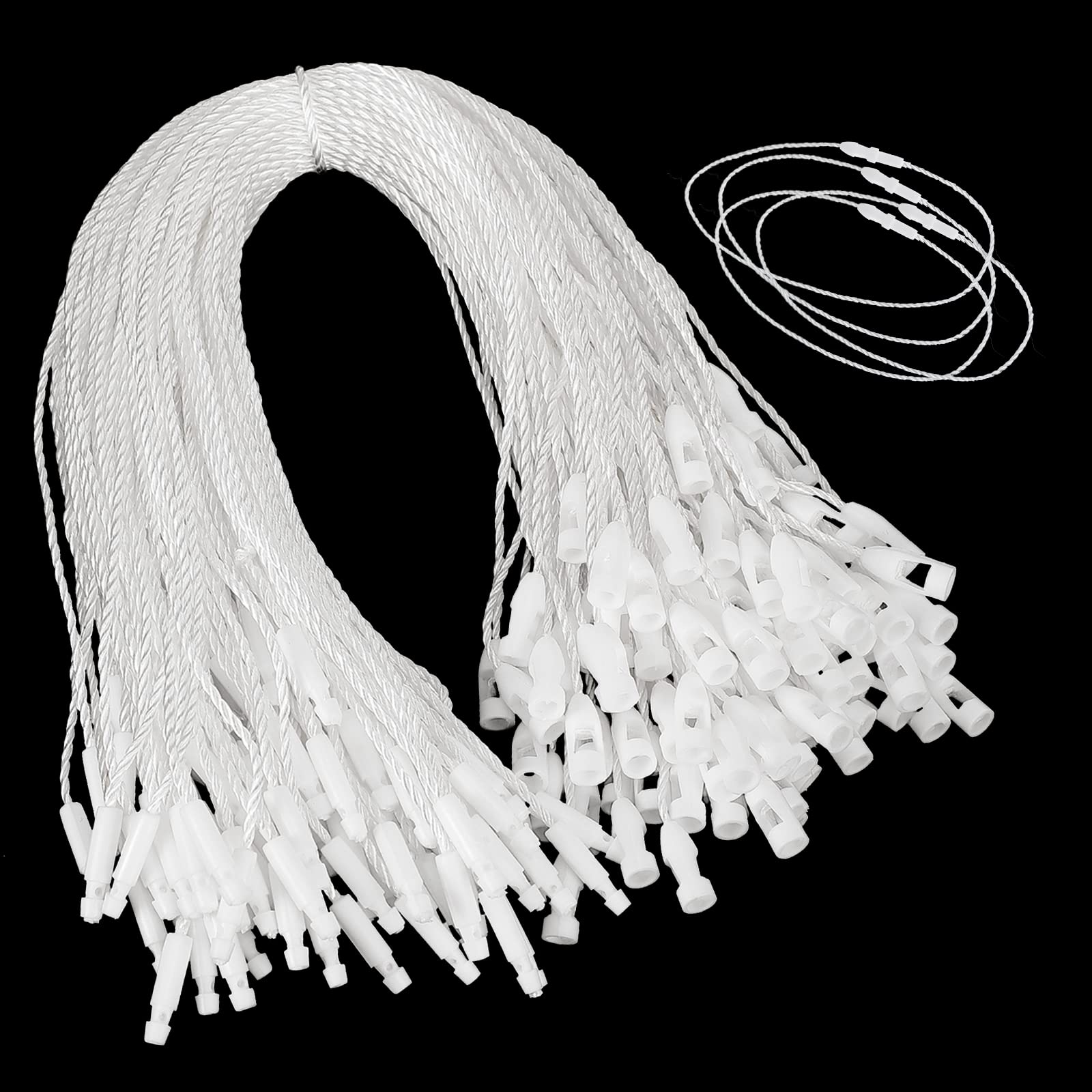 Shappy 100 Pcs Nylon String for Hang Tags Disposable Price Nylon String with Snap Lock for Attaching Labels and Security Tags Fastener Hook Ties for Products Clothes Brand Tag Price (White)