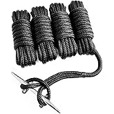 Young Marine 4 Pack 1/2” X 15’ Dock Lines Marine-Grade Double-Braided Nylon Dock Line with 12” Eyelet.Hi-Performance Boat Rope Mooring Rope Dock Line