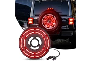 Nilight Spare Tire Brake Light Red Double Row LED Ring 3rd Third Stop Rear Wheel Lights Plug and Play Fit for 2018 2019 2020 2021 2022 2023 2024 2025 Jeep Wrangler JL