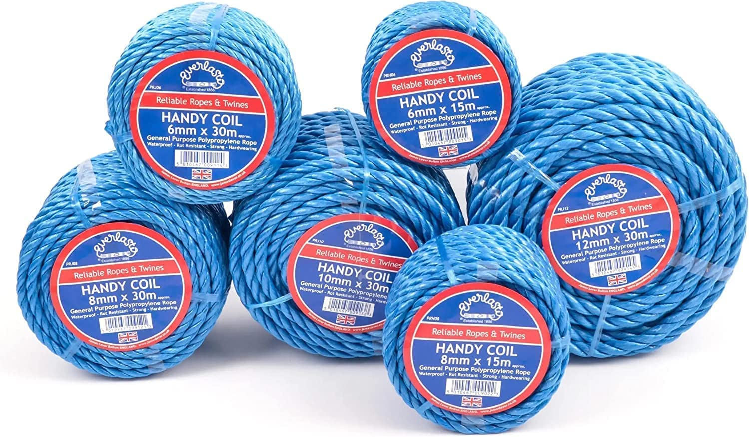 EVERLASTO TRADE HANDY COILS BLUE POLYPROPYLENE POLY ROPE (10MM X 15M)