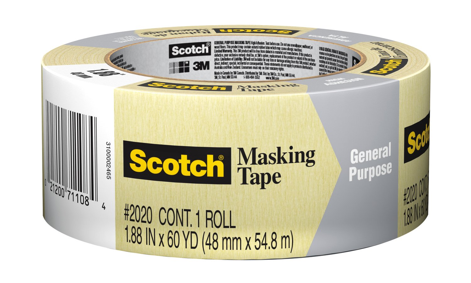 6 Rolls Scotch Contractor Grade Masking Tape 2020 .94 inch x 60.1 yard