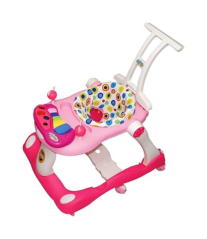 eHomeKart Musical Baby Walker Cum Runner with Parental Control for Kids - 3-in-1 Activity Walkers with Light and Musical Tray for Baby Boys and Girls - Age 9 m+ (NOT-Adjustable) (Pink)