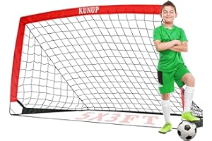 KUNUP Kids Soccer Goal for Backyard, 5×3FT Easy Foldable Soccer Practice Net with Portable Carrying Bags for Toddler Youth Adult Soccer Training Equipment Outdoor Sports Game