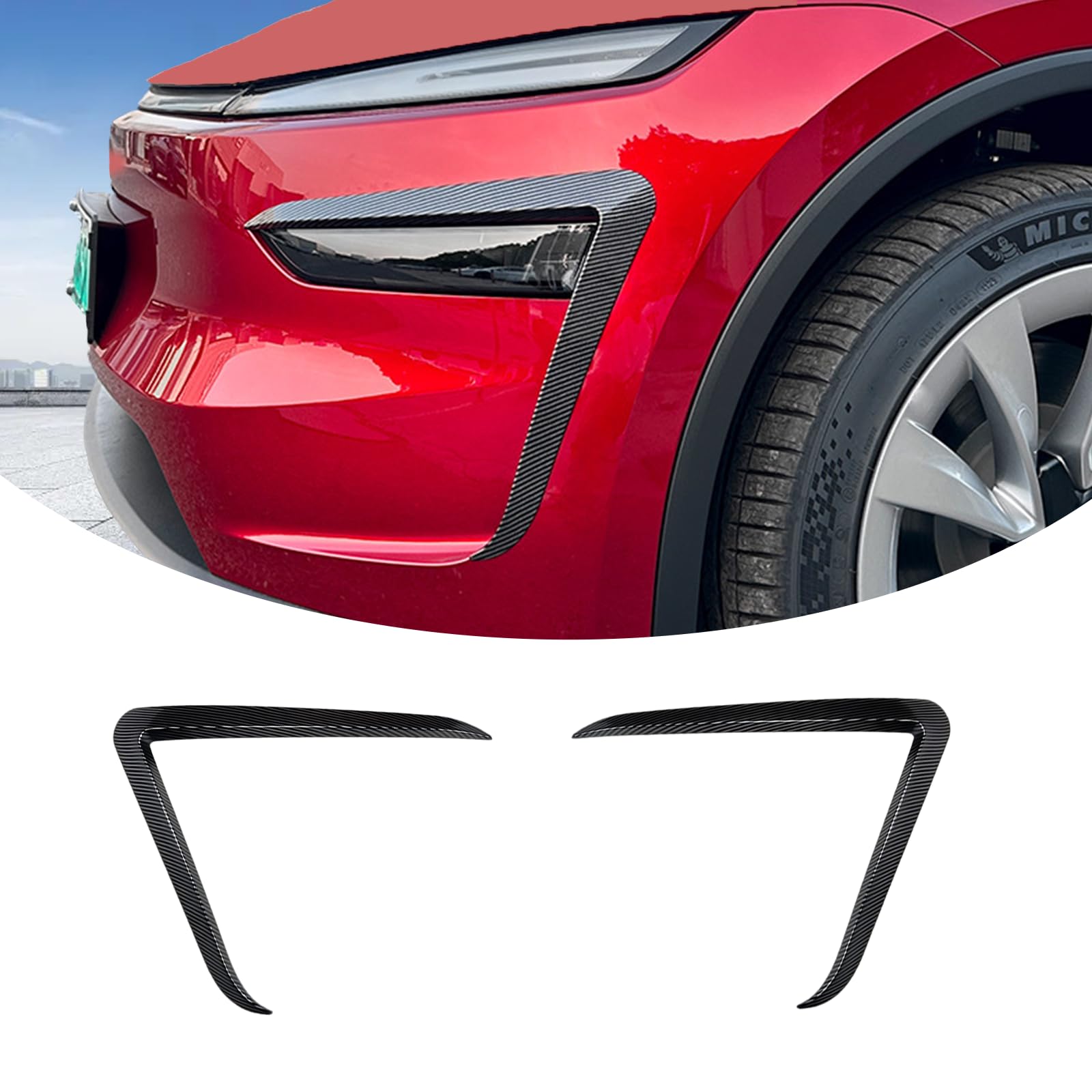 Photo 1 of ?Front Fog Light Trim Cover for Tesla Model Y Juniper 2025-2026 - 2PCS Fog Lamp Eyebrow Eyelids Cover Frame Blade Trim - Spoiler Accessories Custom Fit for Model Y Juniper Exterior Accessories