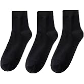 Topeter Cotton Crew Socks Athletic Cushioned Socks Training Ankle Socks 3 Pair