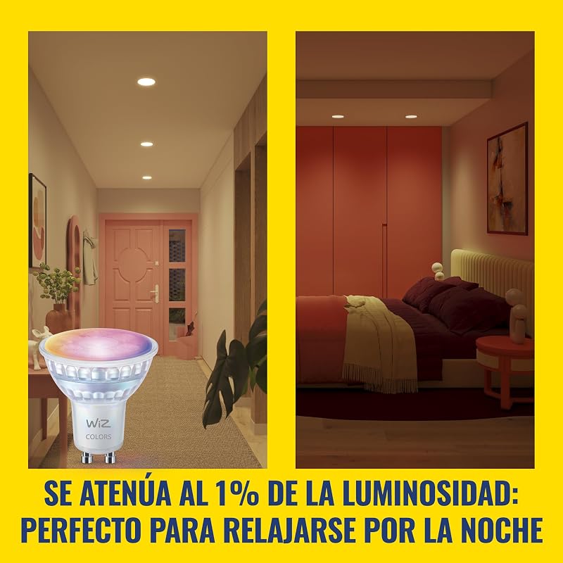 Foco Inteligente LED de cristal GU10, RGB, equivalente a 50 W, 2200-6500 K, 345 lm, regulable, compatible con Alexa, Google Assistant y Apple Home, 2 ud.