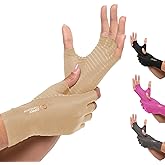 Copper Compression Arthritis Gloves | Fingerless Arthritis Carpal Tunnel Pain Relief for Men & Women | Hand Support Wrist Brace for Neuropathy, Rheumatoid, Tendonitis, Swelling, Crocheting Nude (M)