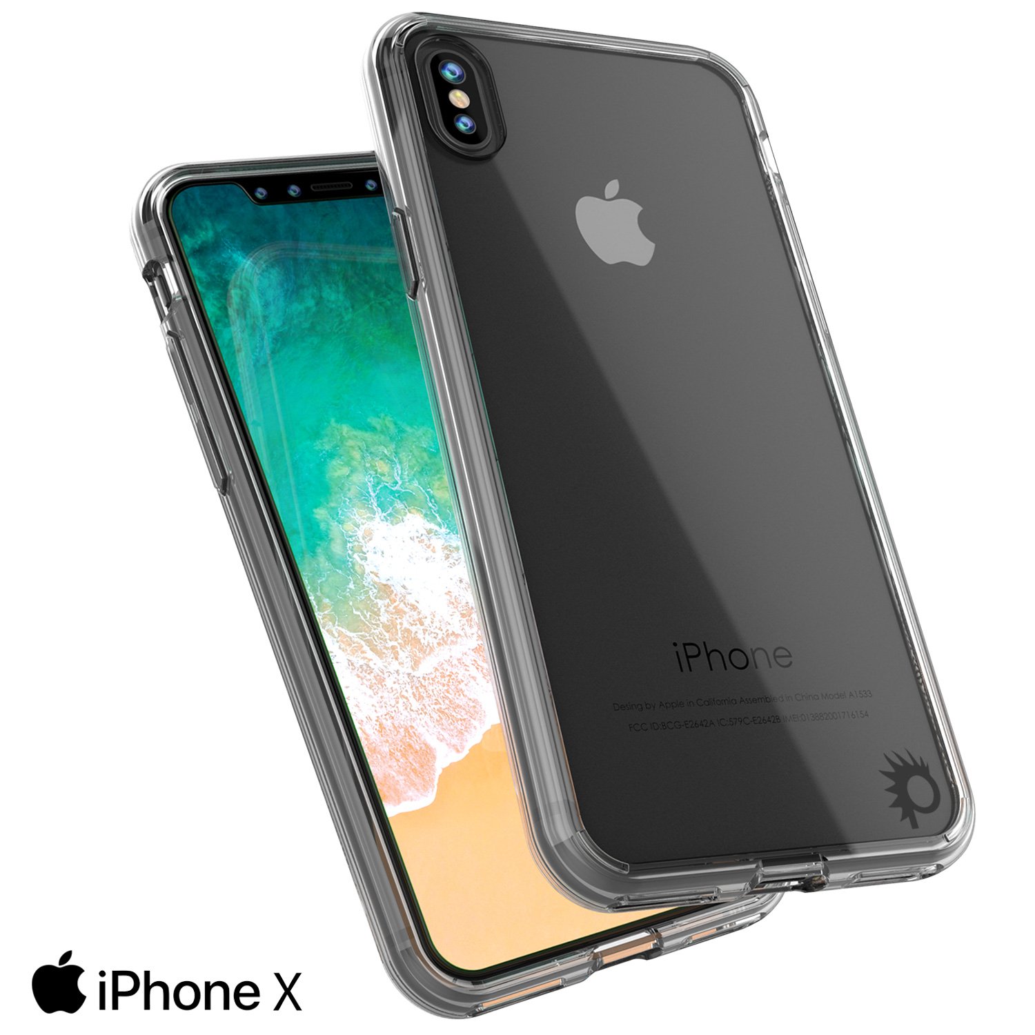 iPhone X Case, PUNKcase [Lucid 2.0 Series] [Slim Fit] [Clear Back] Armor Cover W/Integrated Anti-Shock System & Tempered Glass PUNKSHIELD Screen Protector for Apple iPhone 10 [Clear]