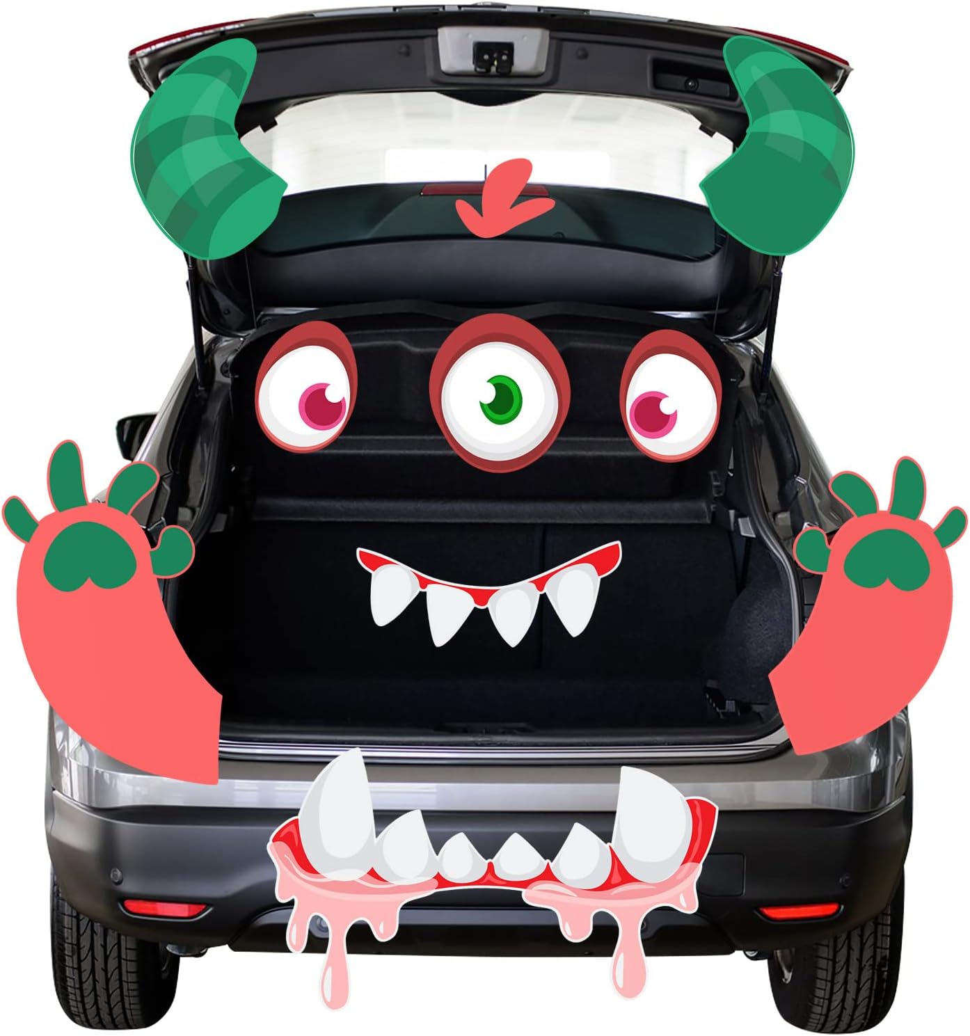Garage Door Decorations - Halloween Trunk or Treat Car Decorations Kit, Monster Face Halloween Decor for Car SUV Garage Door Entryway Archway Waterproof Durable Halloween Decor Outdoor
