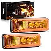 Nilight 2PCS 3.9 Inch Front Rear Side Marker Lights 3 LED Amber Clearance Indicator Lamp Waterproof Sealed Surface Mounted fo