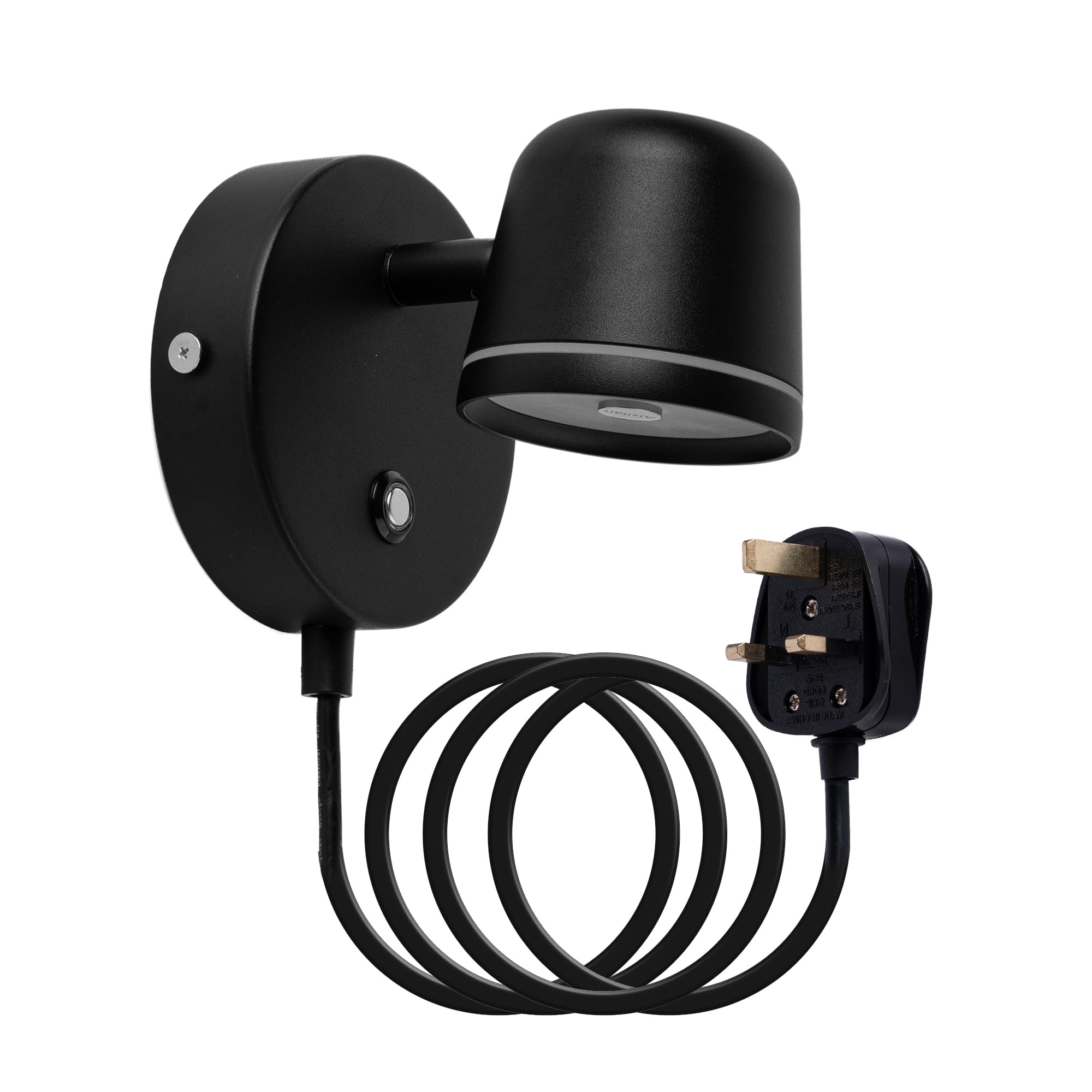 Aisilan Plug-in Wall Light Black, Dimmable Adjustable LED Wall Sconce with Touch Switch, Modern Aluminum & Frosted Acrylic Indoor Lamp for Bedroom and Living Room Accent Lighting
