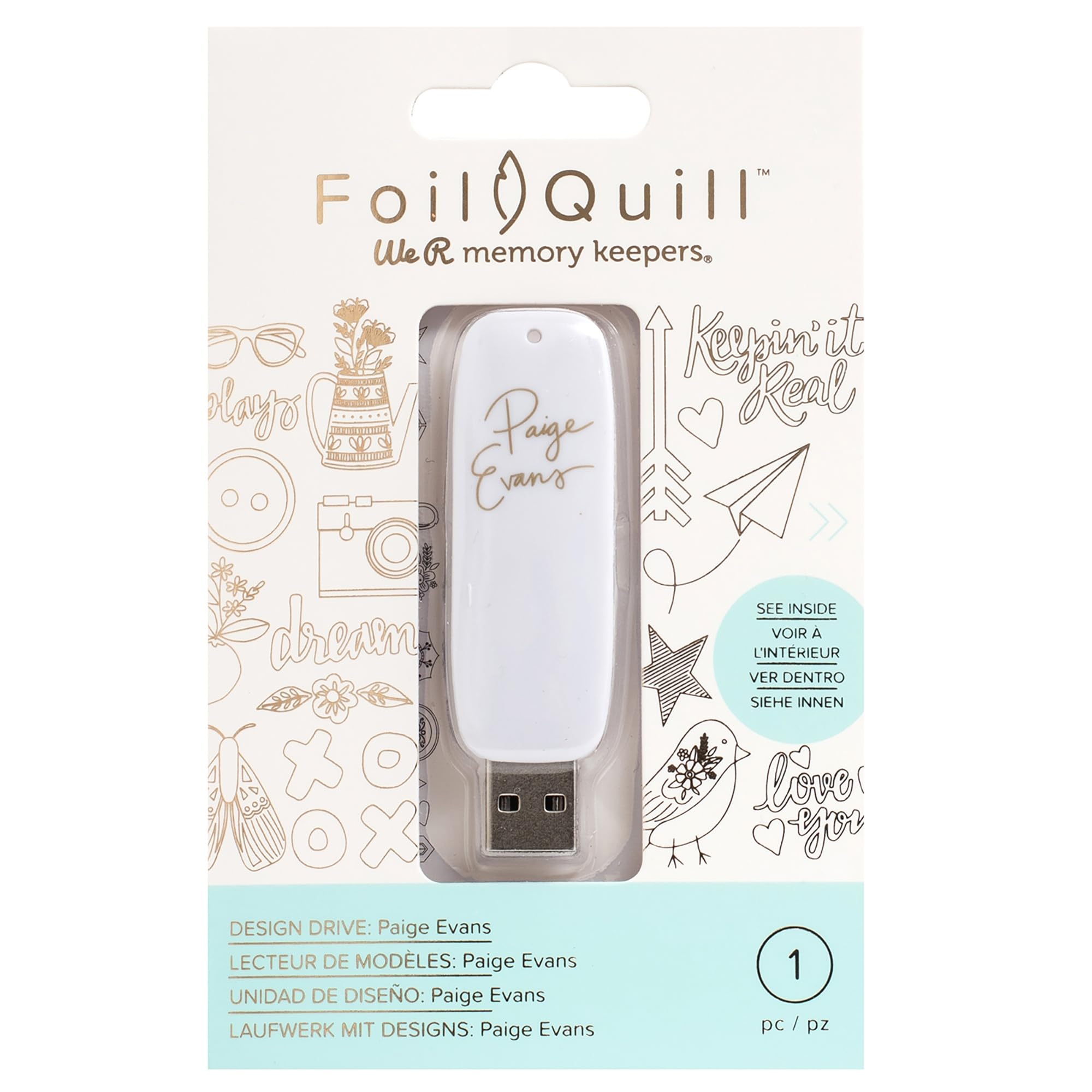 We R Memory Keepers We Foil Quill USB Art Design Drive, Paige Evans, with 200 Phrases and Images, White, One size