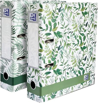 Oxford Leaves A4 Lever Arch Files 2 Pack 70mm Spine Holds 560 Sheets