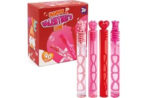 AVISKI 40PCS Valentines Day Bubble Wands, Mini Bubble Wands for Valentines Day Party Favors, Valentines Gift Toys for Girls Boys Kids Toddler Adults, Party Bag Stuffers Goodie Bag Filler, Classroom Prizes