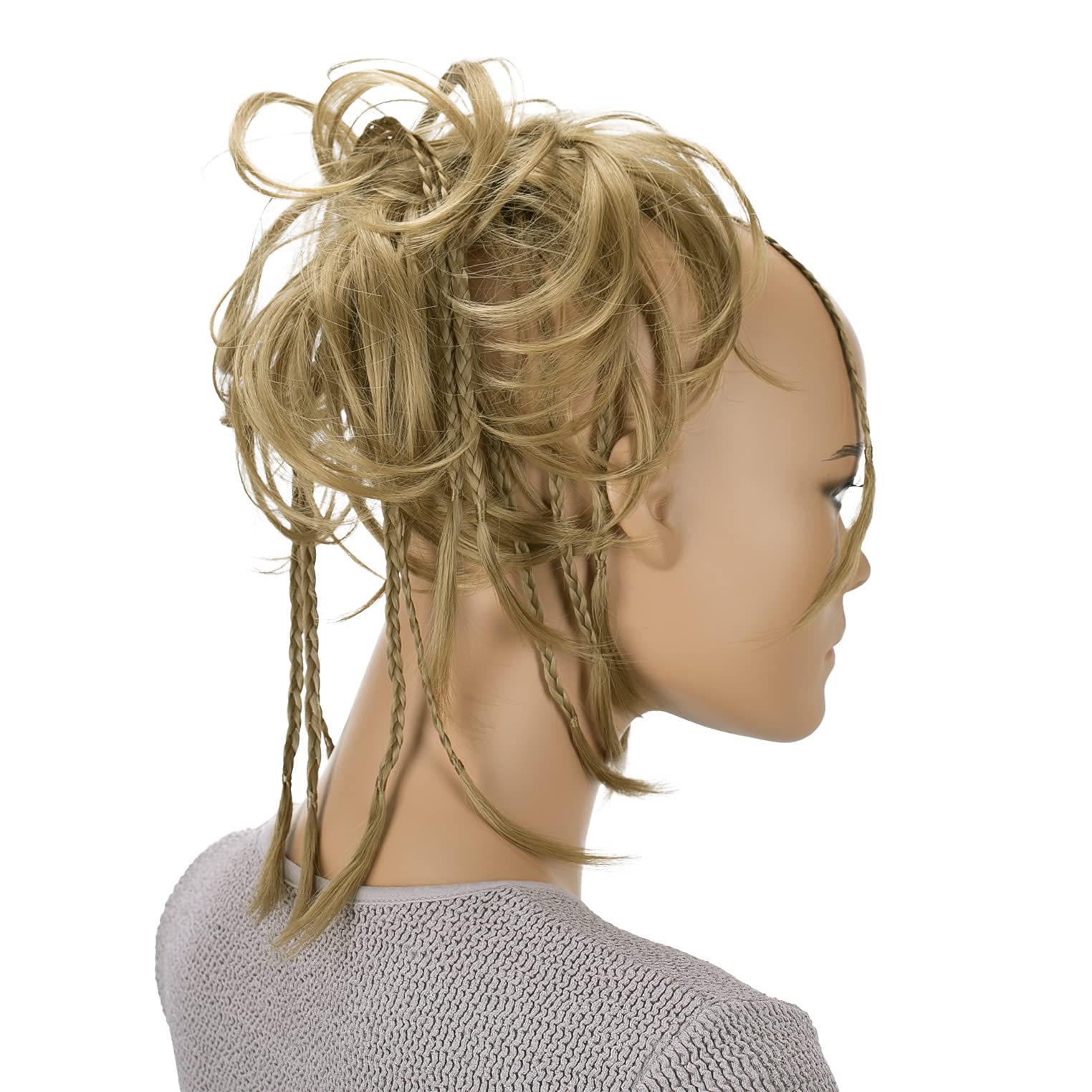 CAISHA XXL Scrunchie Messy Bun Hairpiece Braided Updo Slightly Wavy Voluminous Medium Blonde G16D