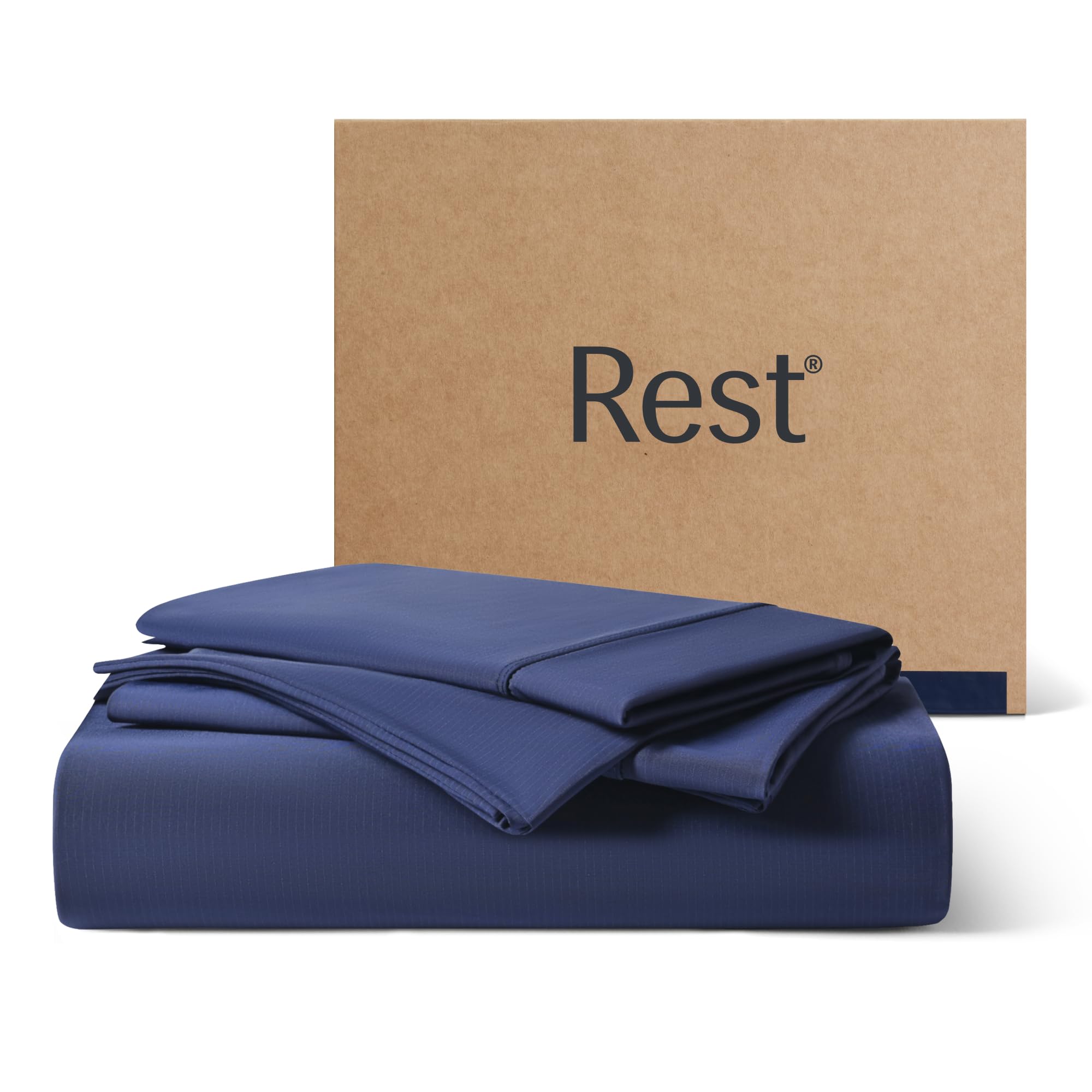 Photo 1 of REST® Evercool®+ Starter Sheet Set, King, Blue, Breathable Bed Sheets for Hot Sleeper and Night Sweats, with Pillowcases, with Ionic+ Self-Cleaning Silver Yarn for Sensitive Skin, 3PCS No Flat Sheet