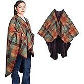 forestfish Wearable Blanket Poncho With Pockets And Buttons, Flannel Shawl Wrap Blanket For Women Soft And Warm
