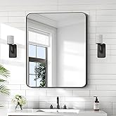 KOCUUY 30x36 Inch Rectangle Bathroom Mirror with Black Metal Frame,Modern Design of Wall Mounted Upgraded Shatterproof Glass, Rounded Corners for Bedroom, Living Room, Entryway