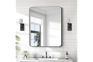 KOCUUY 30x36 Inch Rectangle Bathroom Mirror with Black Metal Frame,Modern Design of Wall Mounted Upgraded Shatterproof Glass, Rounded Corners for Bedroom, Living Room, Entryway