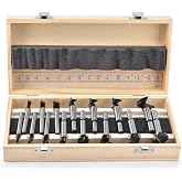 Mollom 15Pcs Carbide Forstner Drill Bit Set (6.3-35mm) | YG8 Carbide Steel Thickened Blades, Hinge Cutter Tool Kits, For Wood, Plastic, Plywood, Woodworking