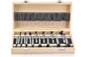 Mollom Carbide Forstner Drill Bit Set 15 Pieces(6.3-35mm), Woodworking with YG8 Carbide Steel Thickened Blades, Hinge Cutter Tool Kits Ideal for Wood, Plastic, Plywood