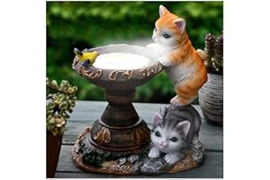 Bygytyo Resin Cat Solar Light Cute Cat Garden Statue Garden Yard Light Outdoor Solar Animal Resin Statue Creative Craft Decoration Artistic Decorative Lawn Yard Housewarming Gift